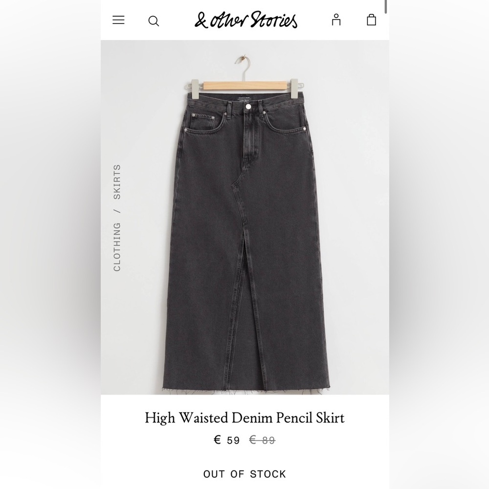 High Waisted Black Denim Pencil Skirt